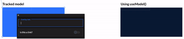 Example of a tracked model reflecting changes from one widget inside another